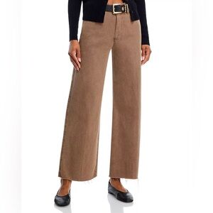 PAIGE Anessa High Rise Raw Hem Wide Leg Jeans in Vintage Canewood Size 28